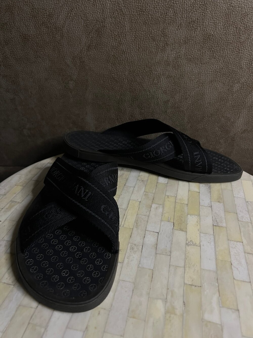 Giorgio Armani criss-cross slide sandals